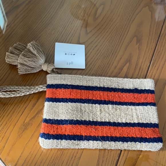 J. JILL tassle jute clutch NEW - Picture 2 of 5
